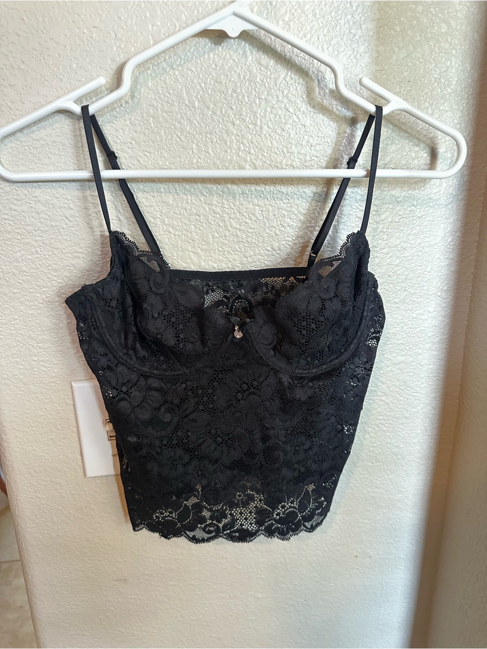 Guess Black Floral Lace Longline Bralette